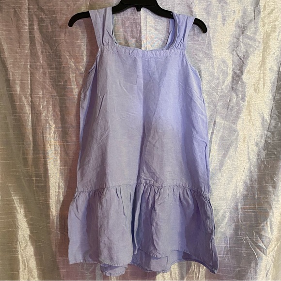 Loft Petite light blue linen/viscose dress SZ SP, GUC, lightweight ruffle hem - Picture 8 of 8